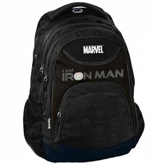 Skolas mugursoma BeUniq Iron Man Black AV23SS-2708, 40x30x18 cm cena un informācija | Skolas somas | 220.lv