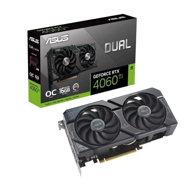 Asus Dual GeForce RTX 4060 Ti OC Edition (DUAL-RTX4060TI-O16G ) цена и информация | Videokartes (GPU) | 220.lv