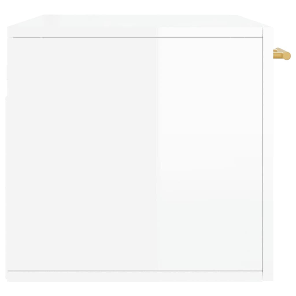 vidaXL sienas skapītis, spīdīgi balts, 80x36,5x35cm, inženierijas koks cena un informācija | Skapīši viesistabai | 220.lv