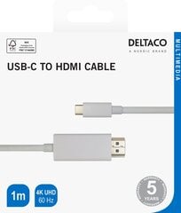 Deltaco, USB-C — HDMI, 1 м цена и информация | Кабели и провода | 220.lv