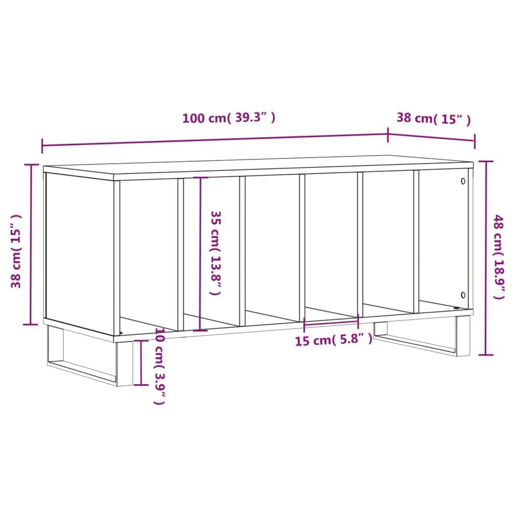 vidaXL skapītis, 100x38x48 cm, inženierijas koks, ozolkoka krāsa cena un informācija | Skapīši viesistabai | 220.lv