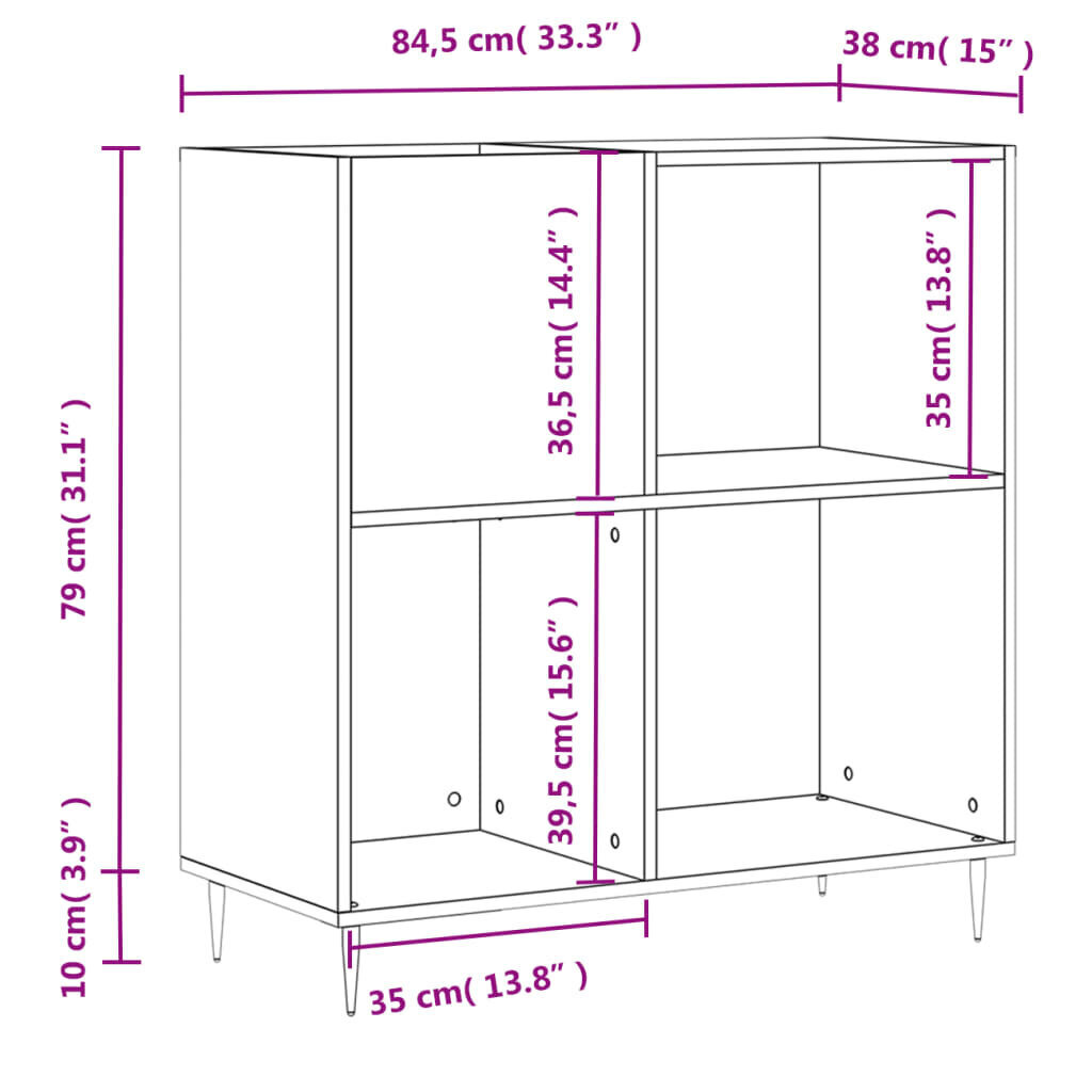 vidaXL skapītis, 84,5x38x89 cm, inženierijas koks, melns цена и информация | Skapīši viesistabai | 220.lv