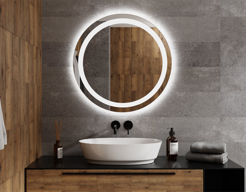 Apaļš LED spogulis Nemezis ar aizmugurējo un priekšējo apgaismojumu 50 cm cena un informācija | Spoguļi | 220.lv
