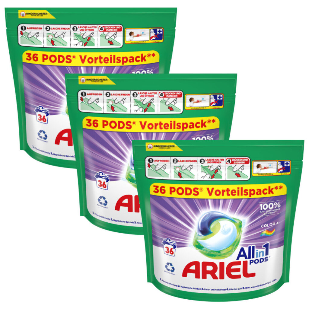 Ariel All in1 Color + mazgāšanas kapsulas 108 gab cena un informācija | Veļas mazgāšanas līdzekļi | 220.lv