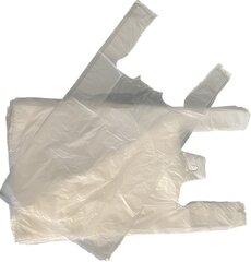 Polietilēna maisiņš T-krekls, balts, HDPE, 250+(2x60)х470 mm, 100. gab cena un informācija | Trauki pārtikas uzglabāšanai | 220.lv