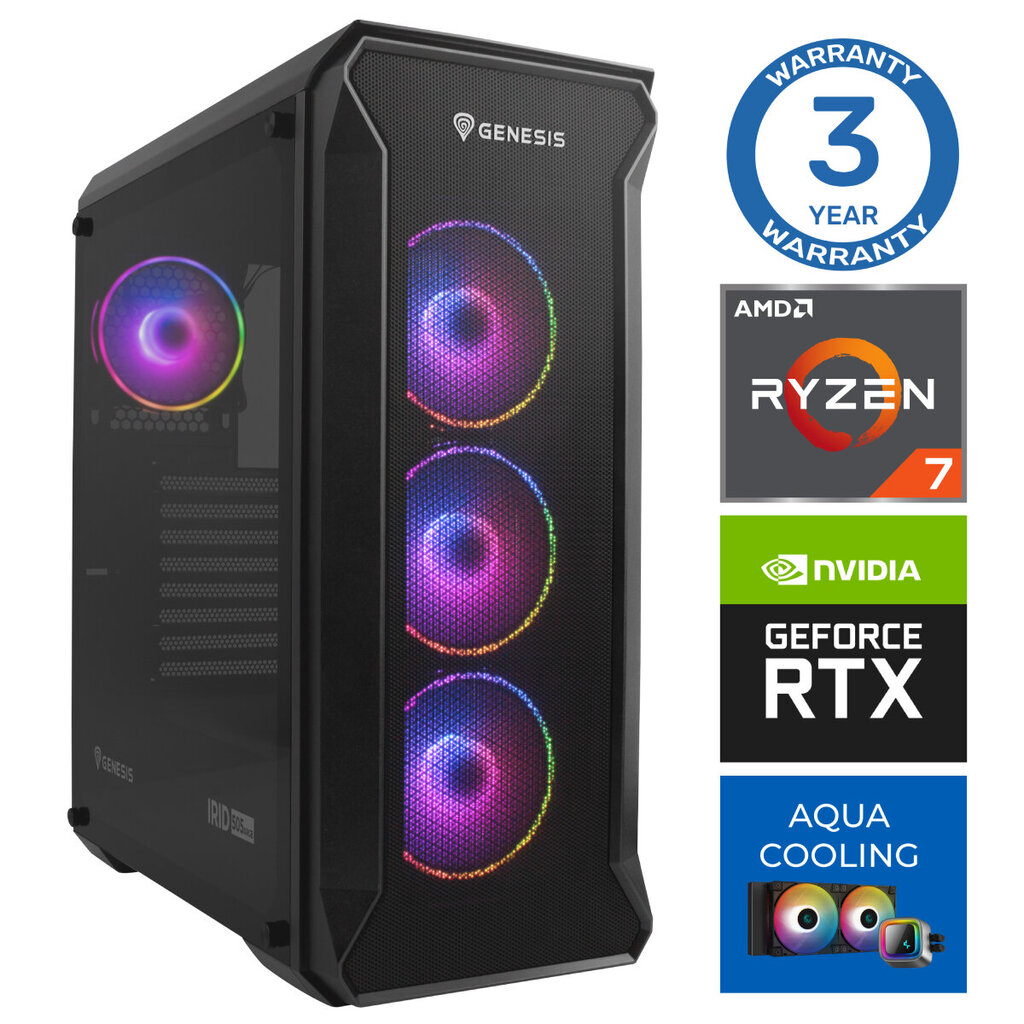 INTOP AQUA Ryzen 7 7700X 16GB DDR5 1TB SSD M.2 NVME+2TB RTX4070 12GB no-OS цена и информация | Stacionārie datori | 220.lv