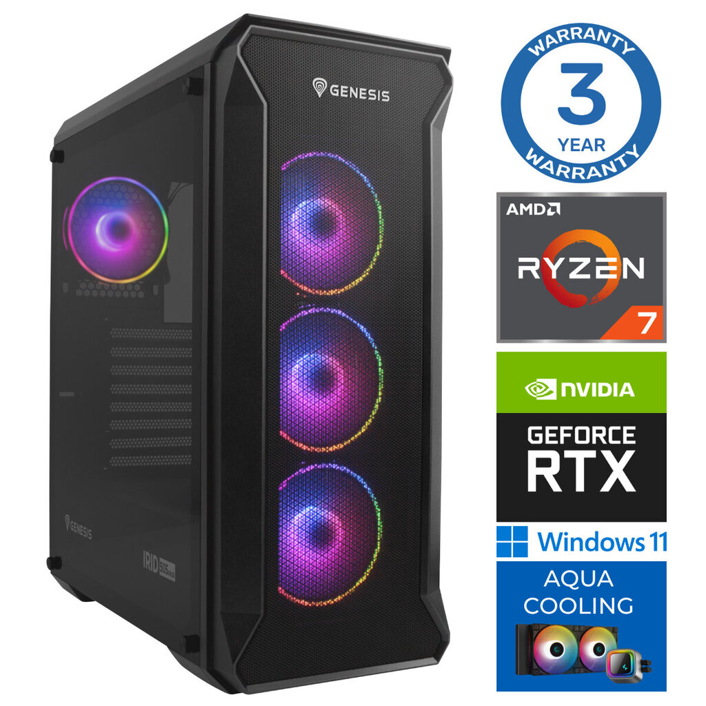 INTOP AQUA Ryzen 7 7700X 16GB DDR5 2TB SSD M.2 NVME+2TB RTX4070 12GB WIN11 cena un informācija | Stacionārie datori | 220.lv