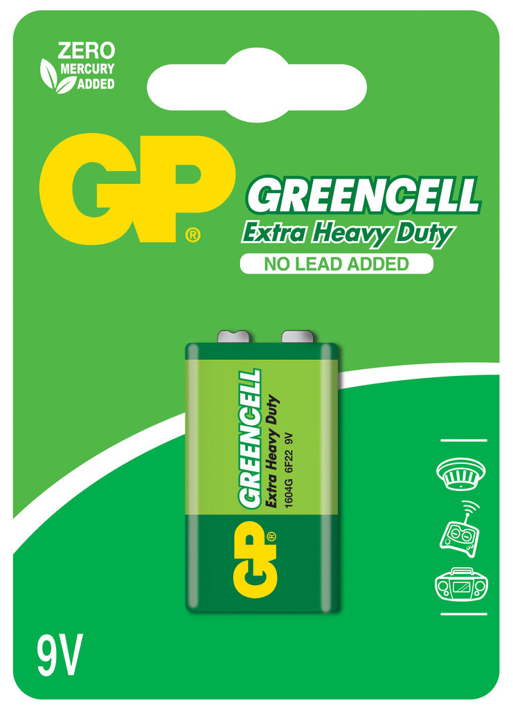 GP Greencell elementai 6F22 (9V) cena un informācija | Baterijas | 220.lv