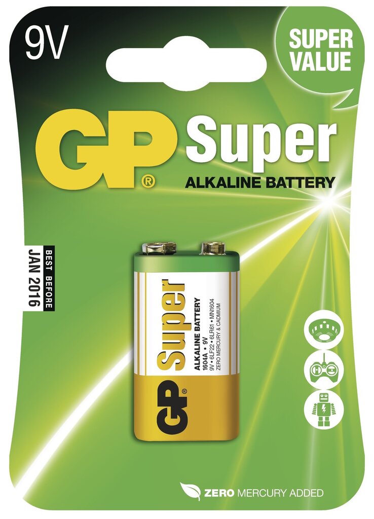 Baterija GP Super 6LR61 (9V) цена и информация | Baterijas | 220.lv