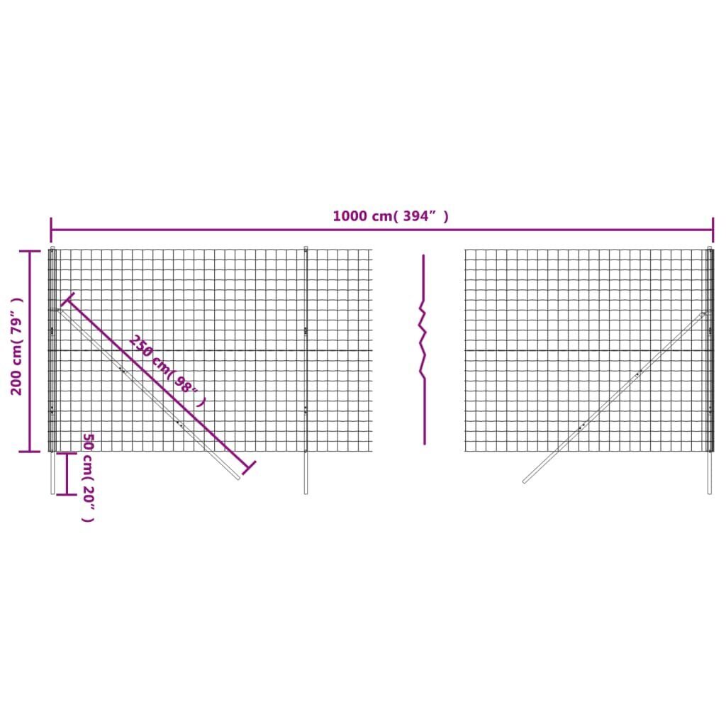 Stiepļu žogs vidaXL 2x10 m цена и информация | Žogi un piederumi | 220.lv