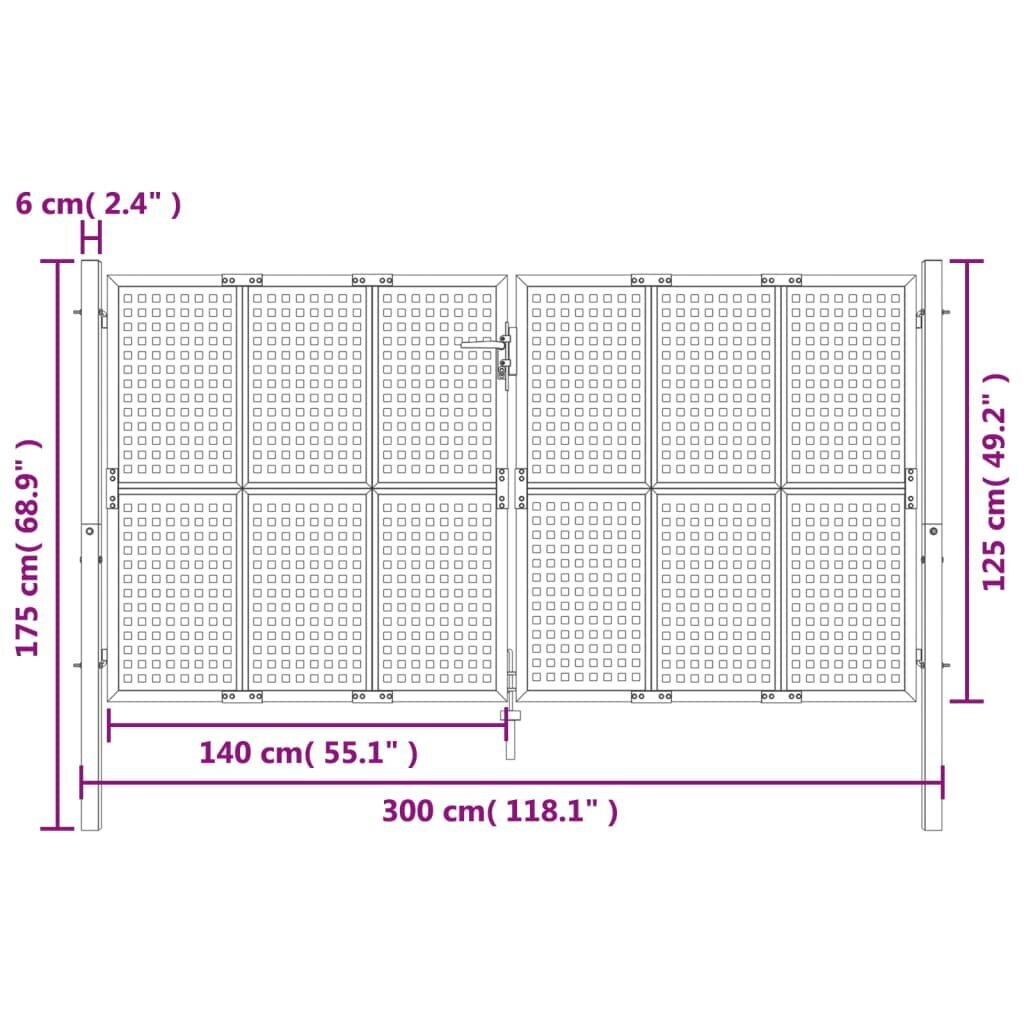 Dārza vārti vidaXL 300x175 cm цена и информация | Žogi un piederumi | 220.lv