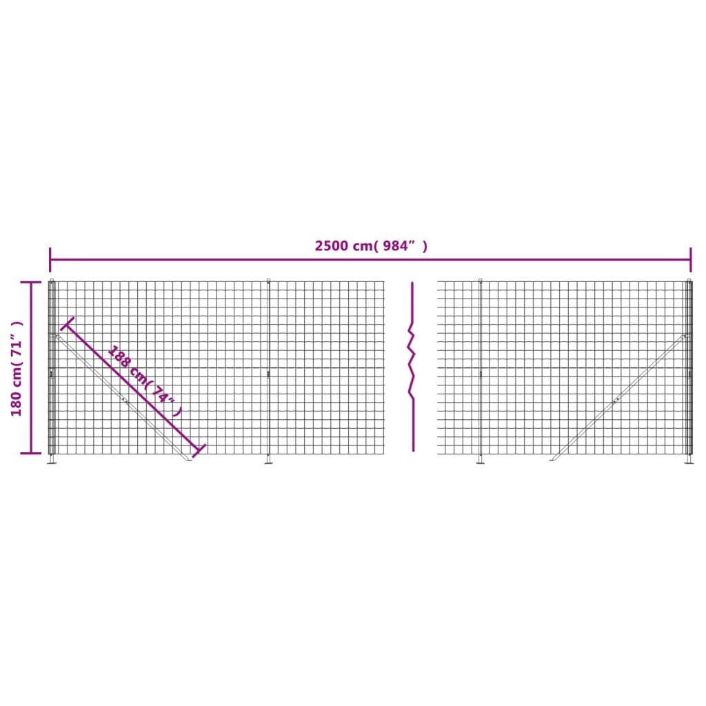 Stiepļu žogs vidaXL 1,8x25 m цена и информация | Žogi un piederumi | 220.lv