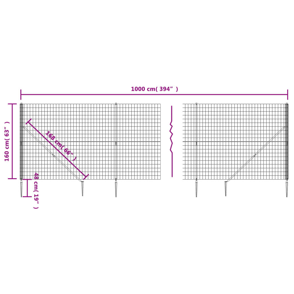 Stiepļu žogs vidaXL 1,6x10 m цена и информация | Žogi un piederumi | 220.lv