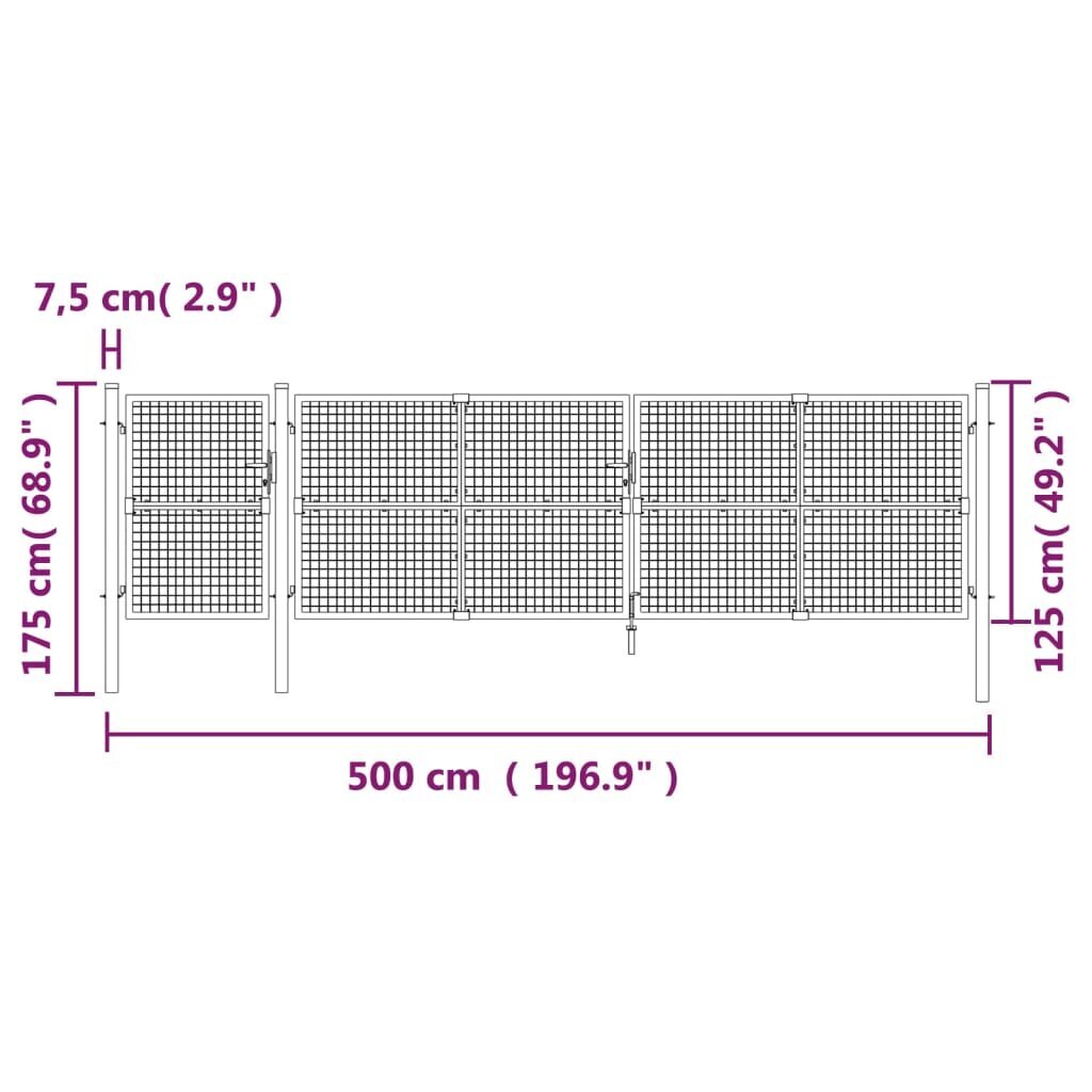 Dārza vārti vidaXL 500x175 cm cena un informācija | Žogi un piederumi | 220.lv