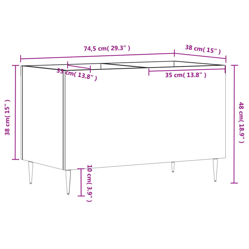 vidaXL skapītis, 74,5x38x48 cm, inženierijas koks, ozolkoka krāsa cena un informācija | Skapīši viesistabai | 220.lv