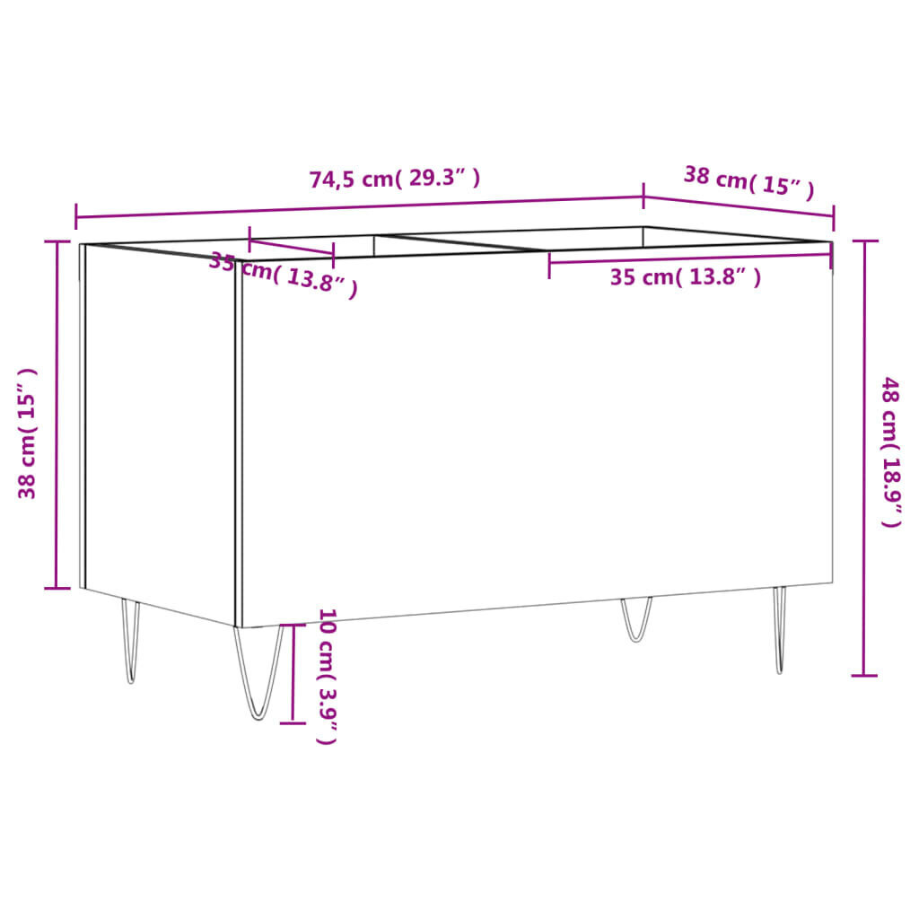 vidaXL skapītis, 74,5x38x48 cm, inženierijas koks, pelēks cena un informācija | Skapīši viesistabai | 220.lv