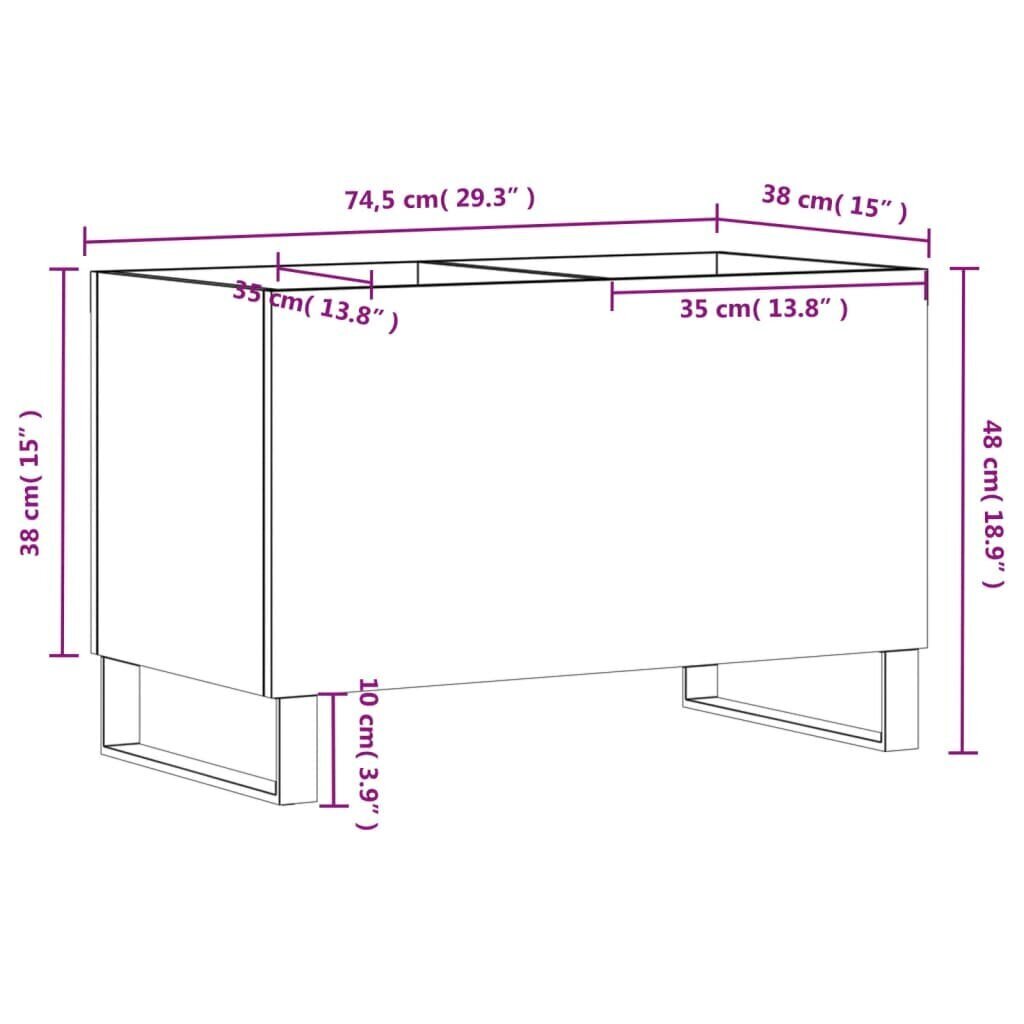 vidaXL skapītis, 74,5x38x48 cm, inženierijas koks, pelēks cena un informācija | Skapīši viesistabai | 220.lv