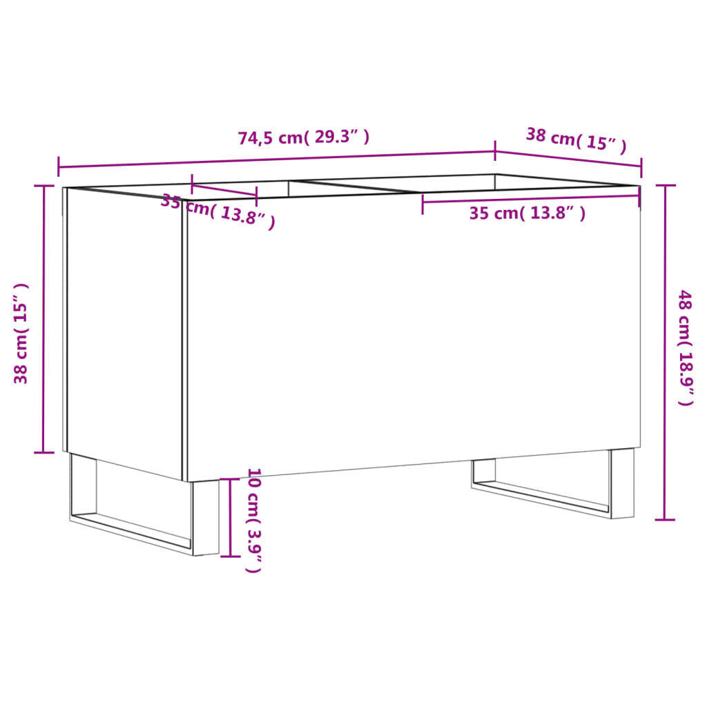 vidaXL skapītis, 74,5x38x48 cm, inženierijas koks, melns cena un informācija | Skapīši viesistabai | 220.lv