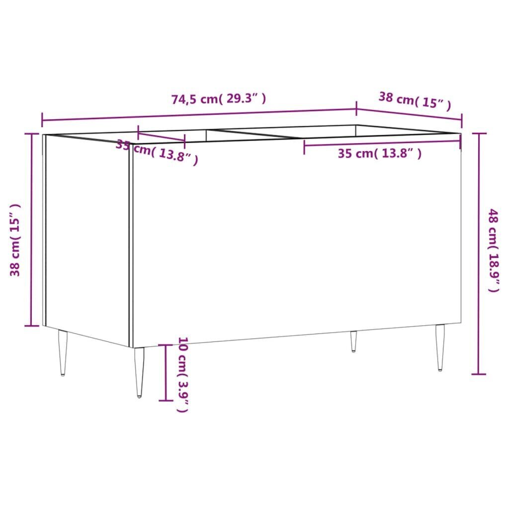 vidaXL skapītis, 74,5x38x48 cm, inženierijas koks, melns cena un informācija | Skapīši viesistabai | 220.lv