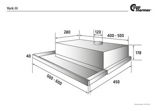 Thermex York III Standard цена и информация | Вытяжки на кухню | 220.lv