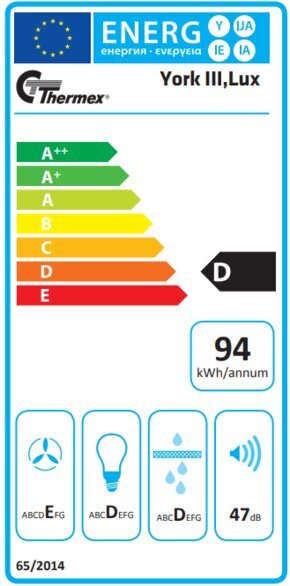 Thermex York III Lux cena un informācija | Tvaika nosūcēji | 220.lv