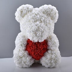 Rožu lācis no mākslīgām rozēm, 25 cm, Balts cena un informācija | Citas oriģinālas dāvanas | 220.lv