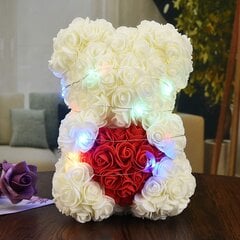 Белый медведь с розой, 25 см цена и информация | Другие оригинальные подарки | 220.lv