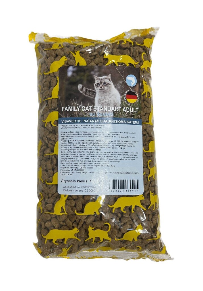 Family Cat Standard Adult kaķiem ar zivīm, 1kg цена и информация | Sausā barība kaķiem | 220.lv