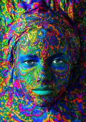 Puzle Sieviete ar krāsainu mākslas grimu, 1000 d. cena un informācija | Puzles, 3D puzles | 220.lv