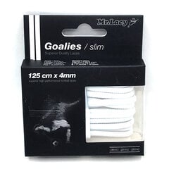 Mr.Lacy Goalies Slim plakanas šņores futbola apaviem, baltas, 125 cm cena un informācija | Līdzekļi apģērbu un apavu kopšanai | 220.lv