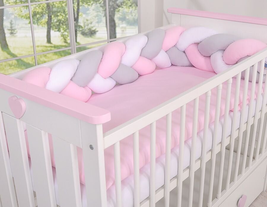 Pīts aizsargs gultiņai My Sweet Baby, balts/pelēks/rozā cena un informācija | Bērnu drošības preces | 220.lv