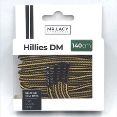 Mr.Lacy Hillies apaļas šņores, melnas/tumši dzeltens, 140 cm cena un informācija | Līdzekļi apģērbu un apavu kopšanai | 220.lv