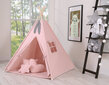 Tipi telts bērniem ar paklājiņu, spilveniem un spalvu piekariņiem pelnu rozā krāsā cena un informācija | Bērnu rotaļu laukumi, mājiņas | 220.lv