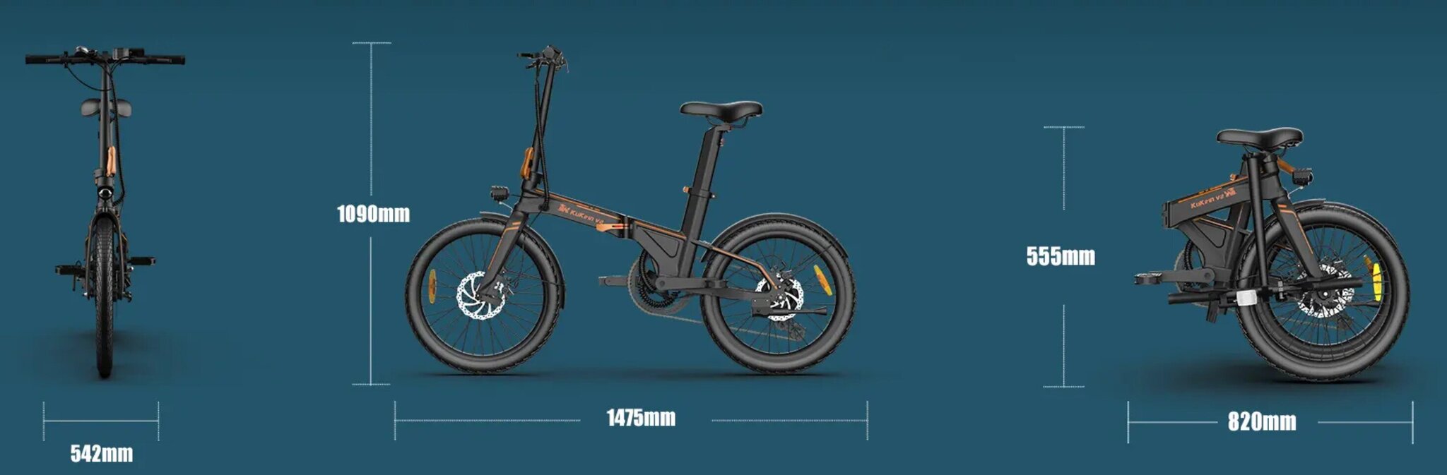 Elektriskais velosipēds KuKirin V2, 20", melns, 250W, 7,5Ah cena un informācija | Elektrovelosipēdi | 220.lv