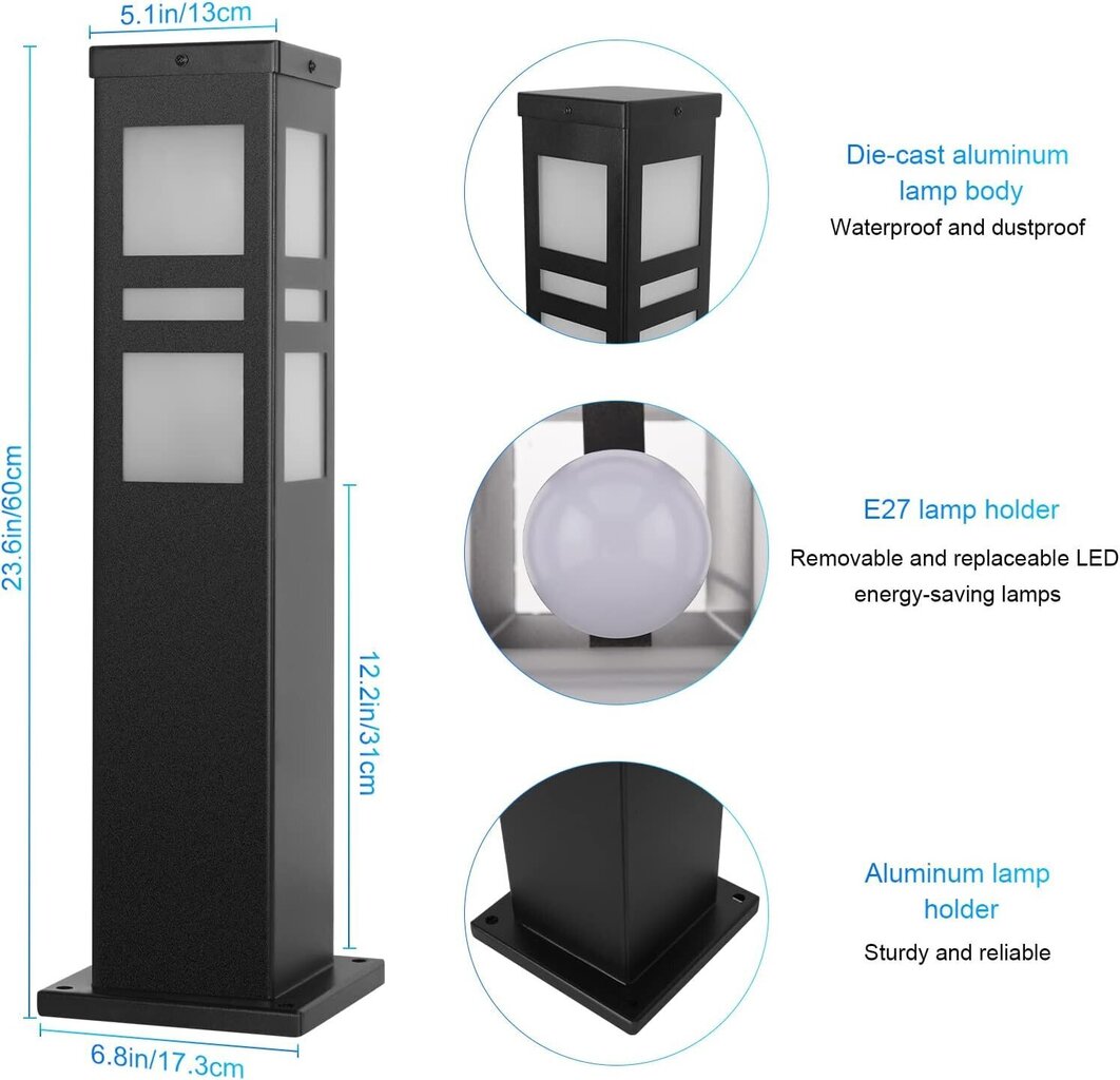 Kingwen LED ielu apgaismojums, E27, 3000K, 16W, IP54, 60cm cena un informācija | Āra apgaismojums | 220.lv