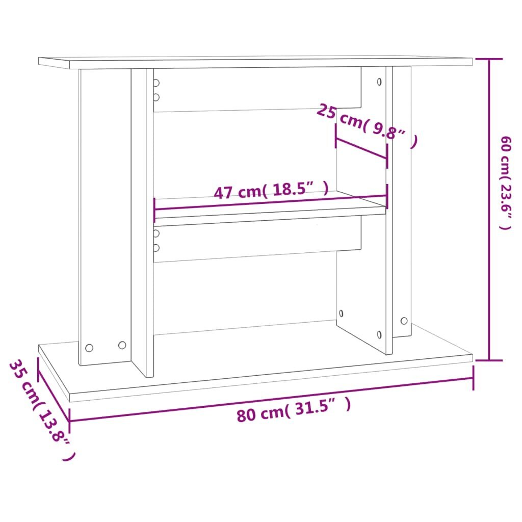 Akvārija statīvs vidaXL, 80x35x60 cm, balts цена и информация | Akvāriji un aprīkojums | 220.lv