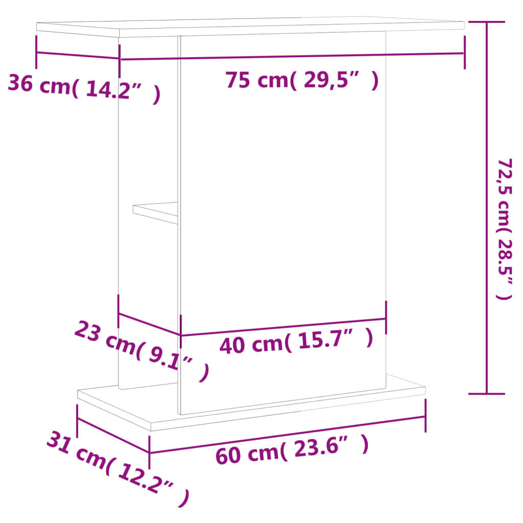 Akvārija statīvs vidaXL, 36x75x72,5 cm, balts цена и информация | Akvāriji un aprīkojums | 220.lv