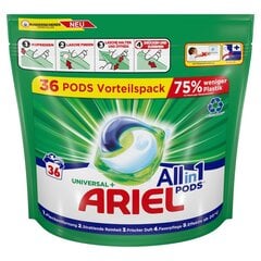 Ariel All-in-1 PODs Universal Mazgāšanas Kapsulas, 36 Mazgāšanas Reizēm cena un informācija | Veļas mazgāšanas līdzekļi | 220.lv