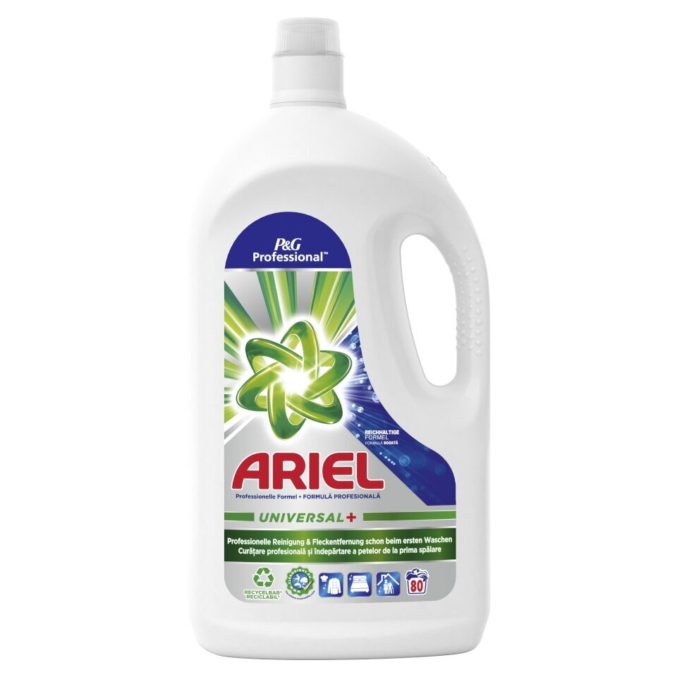 Ariel Professional Universal+ Šķidrums baltu audumu mazgāšanai 4L 80 mazgāšanas reizes cena un informācija | Veļas mazgāšanas līdzekļi | 220.lv