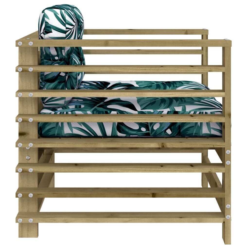 2 gab. dārza krēslu komplekts ar matračiem vidaXL, brūns/zaļš cena un informācija | Dārza krēsli | 220.lv