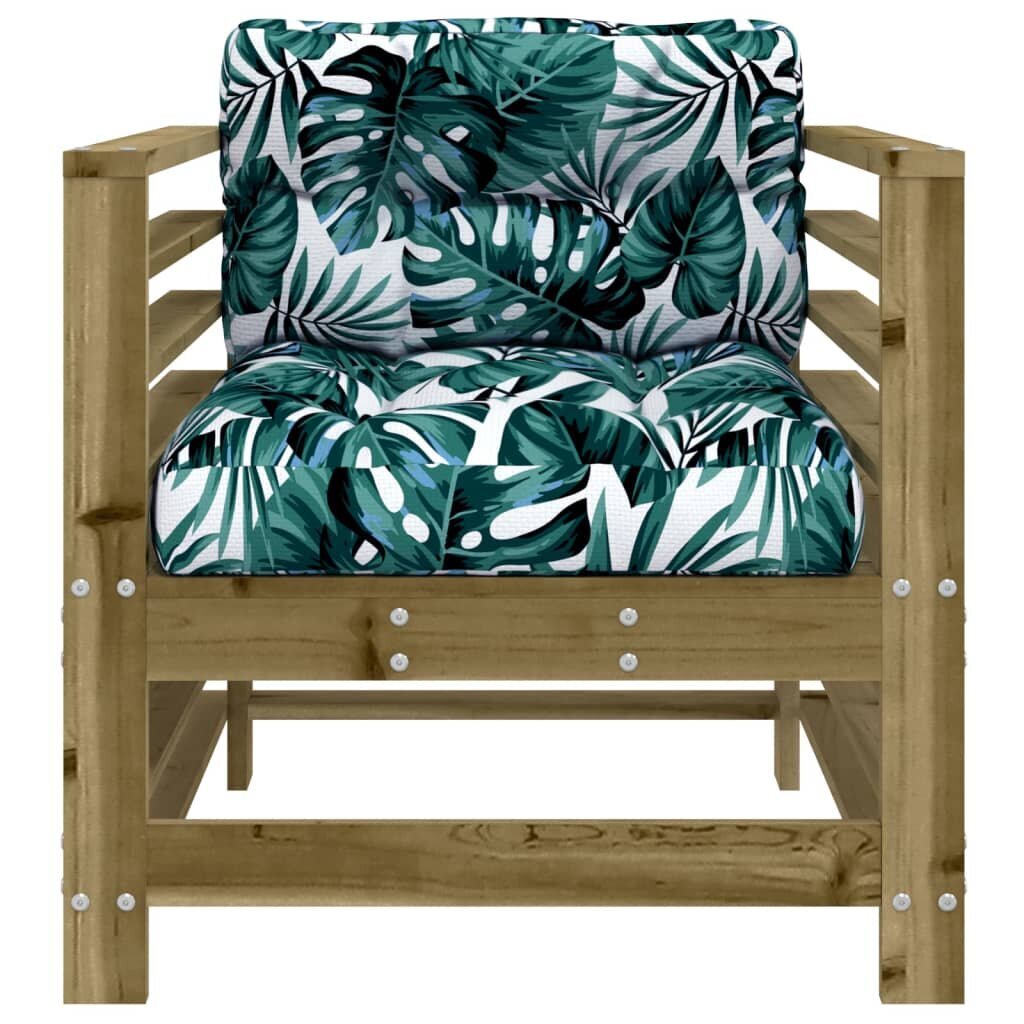 2 gab. dārza krēslu komplekts ar matračiem vidaXL, brūns/zaļš cena un informācija | Dārza krēsli | 220.lv