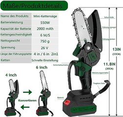 Mini motorzāģa komplekts ar akumulatoru YMISII cena un informācija | Motorzāģi | 220.lv