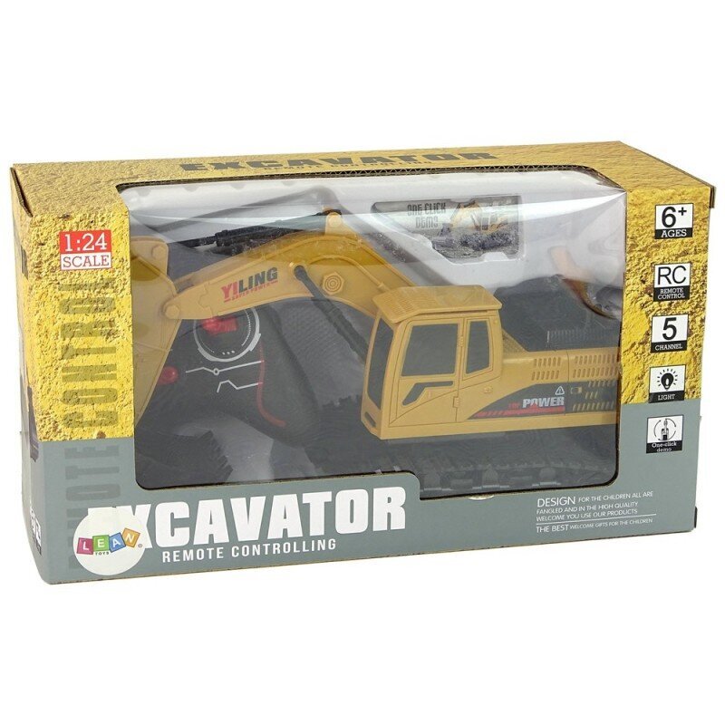 Ekskavators R/C 1:24 dzeltens cena un informācija | Rotaļlietas zēniem | 220.lv