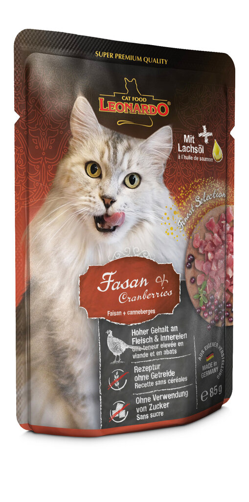 Leonardo Pheasant & Cranberry kaķiem ar fazānu gaļu un dzērvenēm, 85 g цена и информация | Konservi kaķiem | 220.lv