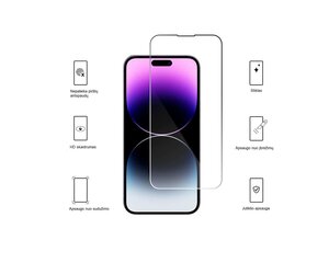 Aizsargstikls rūdīts stikls iPhone 15 Pro Max 3 in1 цена и информация | Защитные пленки для телефонов | 220.lv