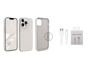 Jashinne Silicon case set 2in1 IP15PL: кремовый чехол и USB-кабель Lightning. цена и информация | Чехлы для телефонов | 220.lv