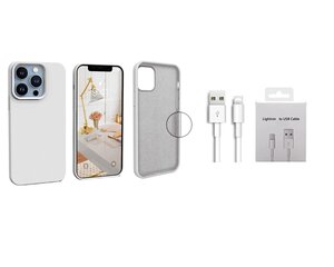 Jashinne Silicon case set 2in1: коричневый чехол IP15PM и USB-кабель Lightning. цена и информация | Чехлы для телефонов | 220.lv