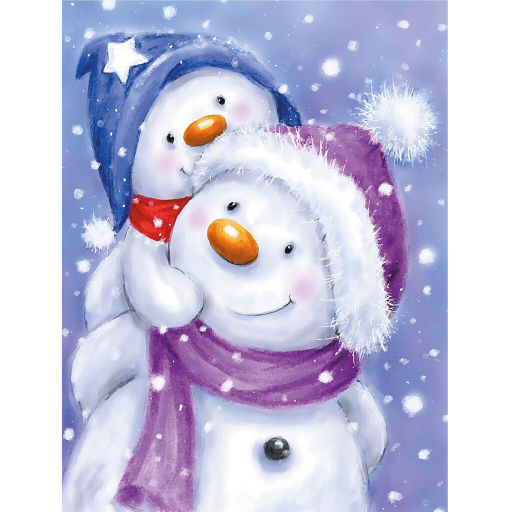 Glezna pēc numuriem TM Varvikas - Happy Snowman Family ME1140e 30x40 cm cena un informācija | Gleznas pēc numuriem | 220.lv