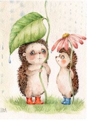 Dimantu mozaīkas komplekts uz rāmja TM Varvikas - Hedgehogs and rain LE033e 30x40 cm cena un informācija | Dimantu mozaīkas | 220.lv