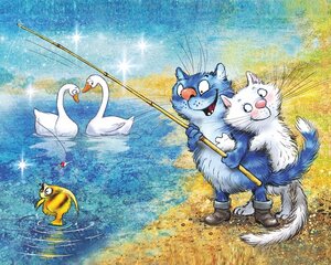 Dimantu mozaīkas komplekts uz rāmja TM Varvikas - Cats - Fishing Time LG278e 40x50 cm cena un informācija | Dimantu mozaīkas | 220.lv